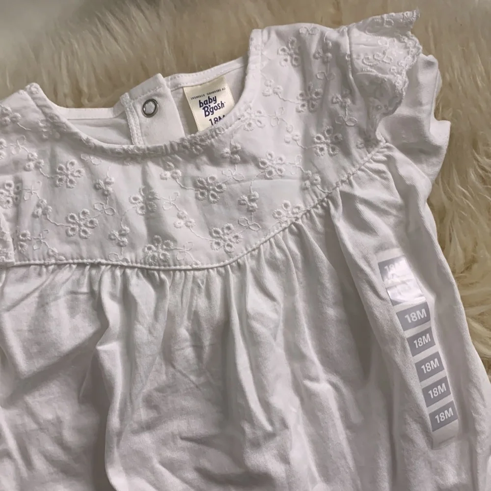 Baby b’gosh bodysuit white eyelet ruffle cotton 18 months one piece